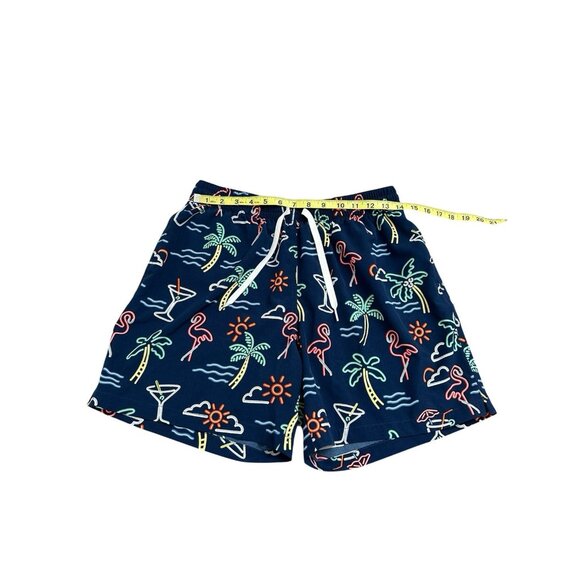 Chubbies Swim Trunks Mens Medium Blue Palm Trees Lined Beach Vacation Size L - Picture 4 of 5